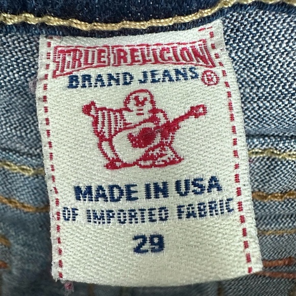 True Religion Joey Flare Cut-Off Crop Jeans Medium Wash Size 29 - Picture 7 of 10